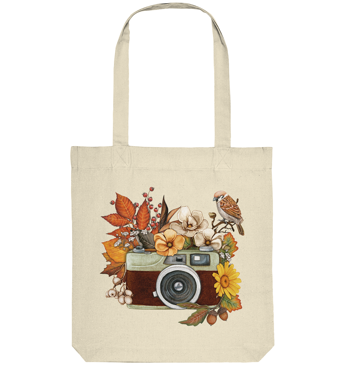 Watercolor Camera Flower Red - Organic Tote-Bag