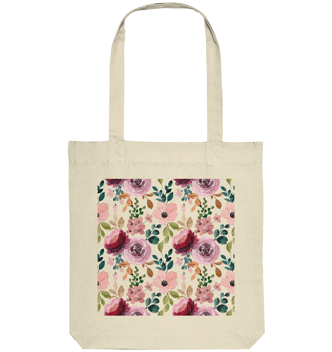 Blumenmuster Rosa Grün - Organic Tote-Bag