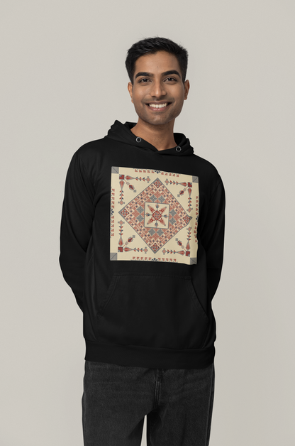 Natural and Red Pattern - Organic Hoodie